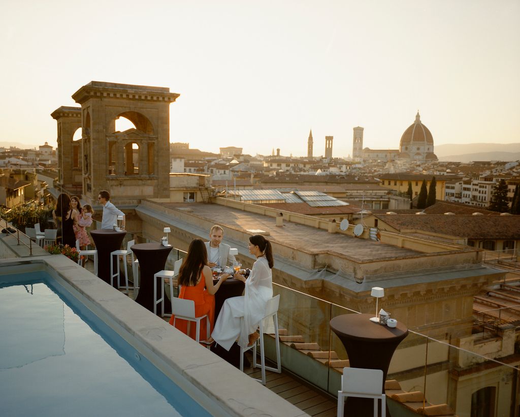 “Our welcome party took place on the rooftop of Hotel Plaza Lucchesi with a 360degree view of Florence the Duomo on one...