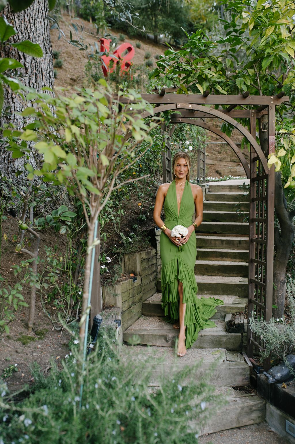 Bella in her bridesmaid dress all my sisters wore green.