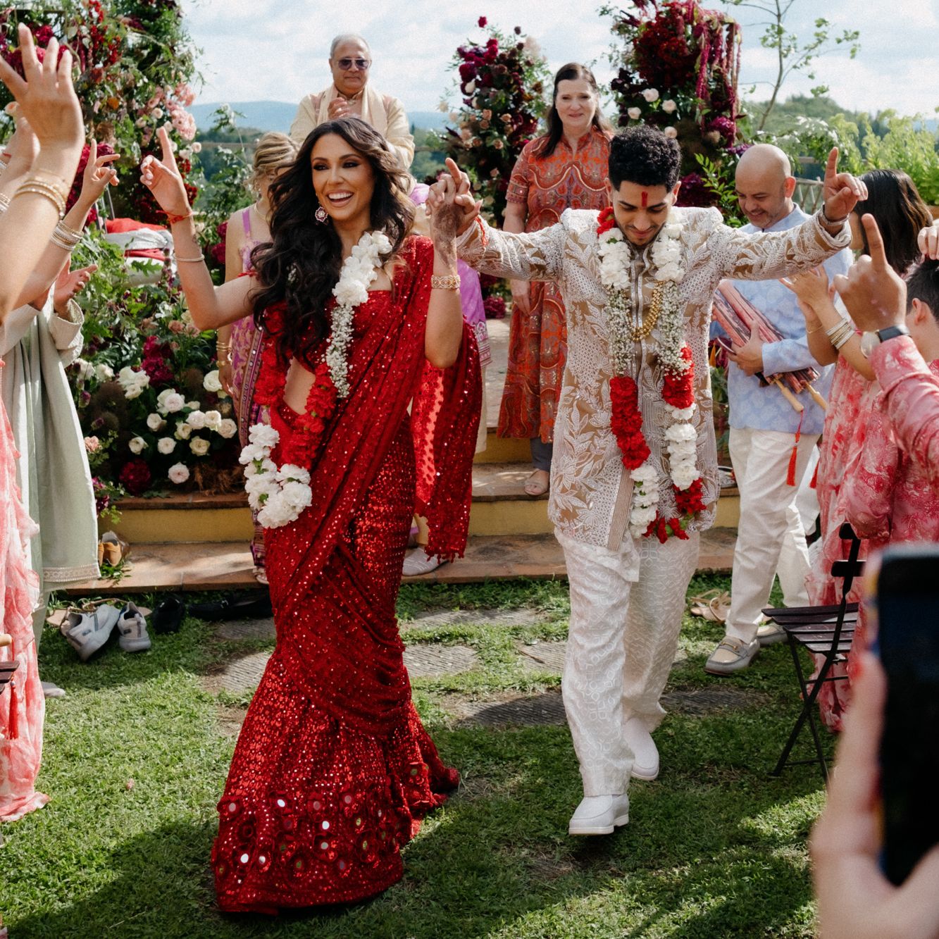 Inside Emily Shah and Mena Massoud’s Multicultural Tuscany Wedding